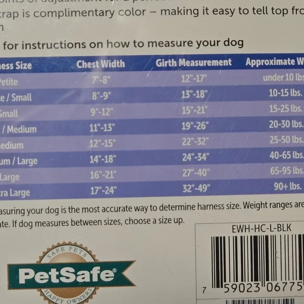 NWT PetSafe Easy Walk Dog Harness Large No-Pull Harness Black Silver Pet Leash